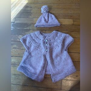 Handmade baby set light sweater and hat 12M soft crochet